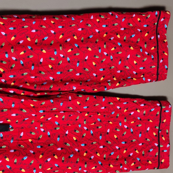 Relativity Red Pajama Pants W Christmas Lights W Front Tie XL NWT - Picture 4 of 6